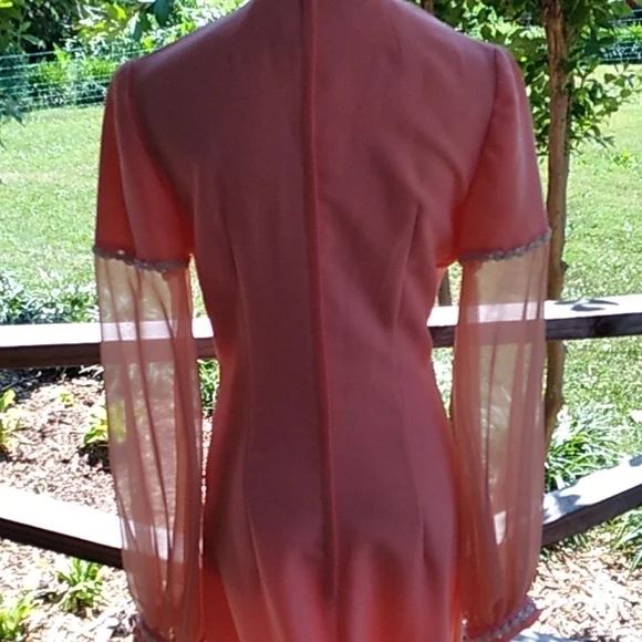 Vintage 1970s homemade peach color formal prom wedding bridesmaid dress 👗 - Picture 5 of 6